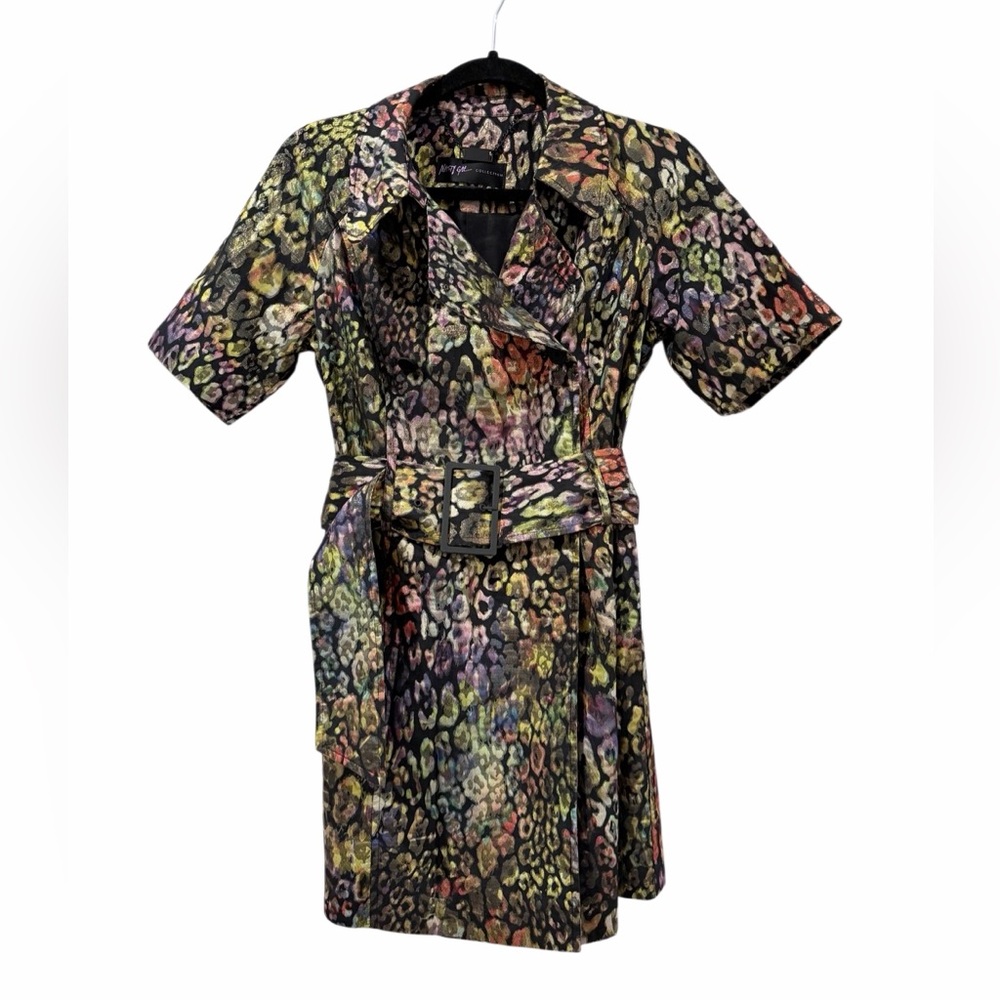 Nasty Gal Short Sleeve Colorful Animal Print Belted Dress
